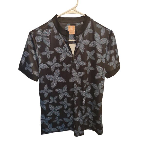 Women's Ben Hogan Pixel Floral Sun Polo Medium Outdoors Casual Golf - Picture 1 of 4